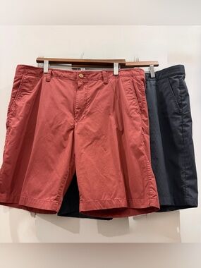 Bundle of 2 Tailor Vintage & Greg Norman Grey & Coral Flat-Front Men's Shorts